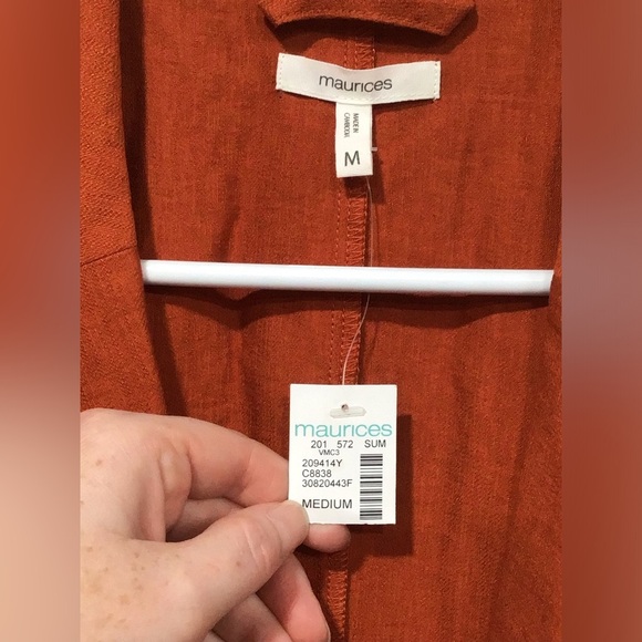 NWT Maurices Orange One Button Boyfriend Style Blazer Lightweight 3/4 Sleeve M - Picture 5 of 6